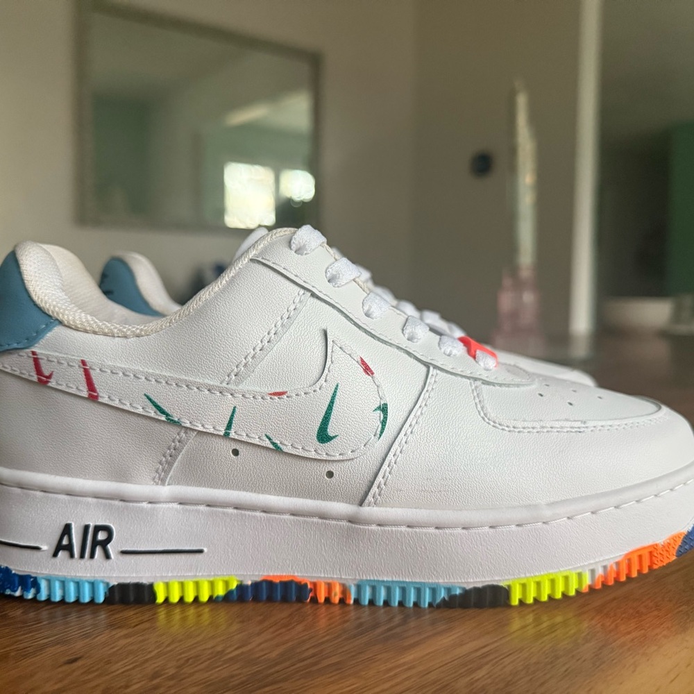 Nike Kids White Sneakers with Colorful Sole